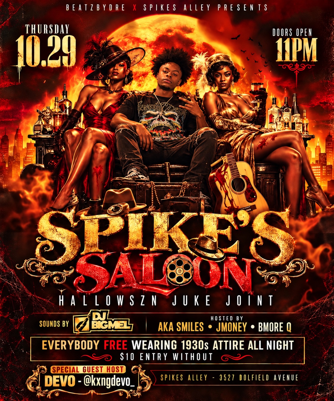 Spike's Saloon flyer — special guest host Devo