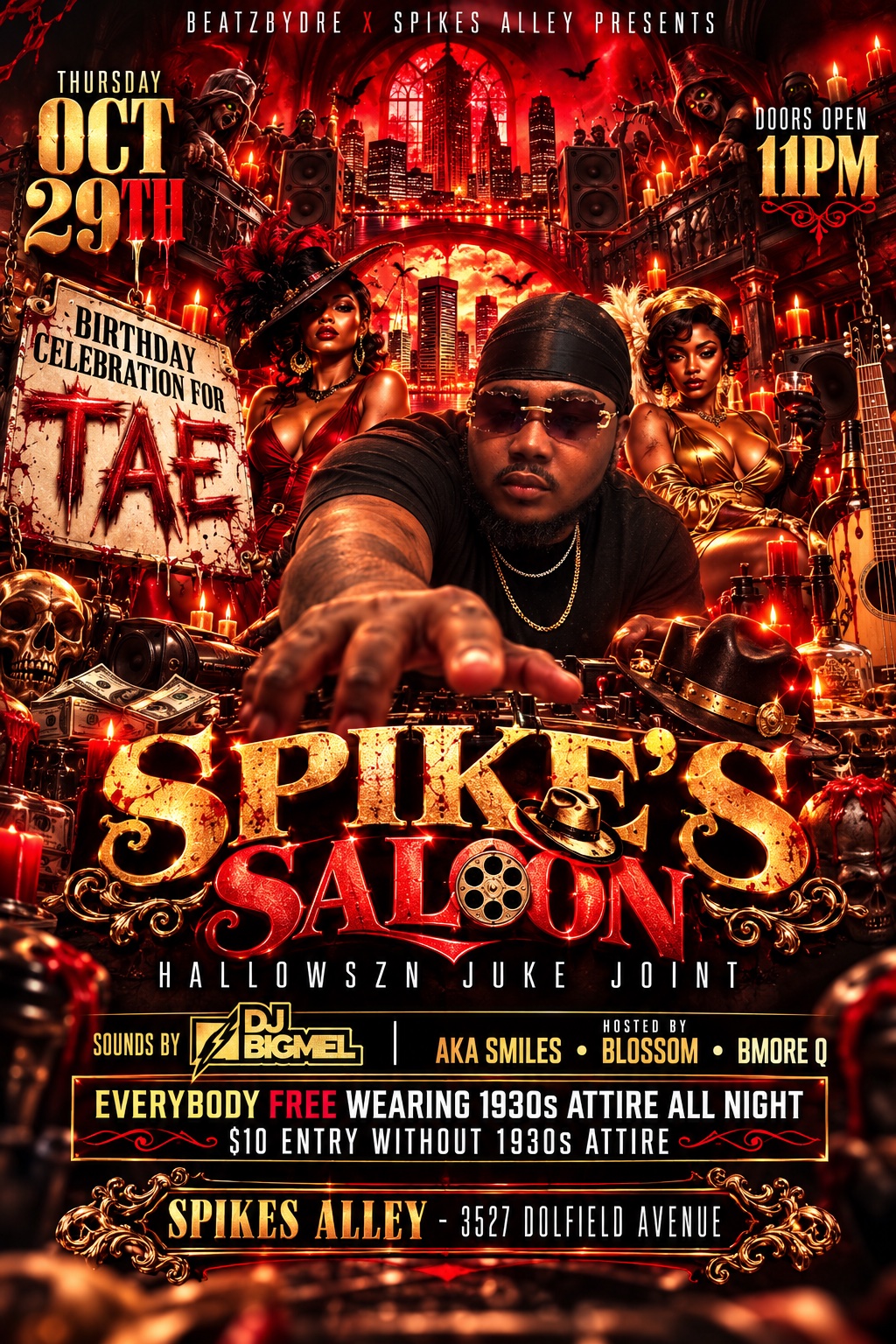 SPIKE'S SALOON — Birthday celebration for Tae — Thursday Oct 29 at Spikes Alley